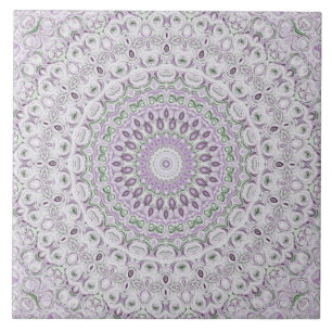 Carreau Lavande et vert Mandala Motif Design