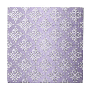 Carreau Lavande Violet et Blanc Damassé