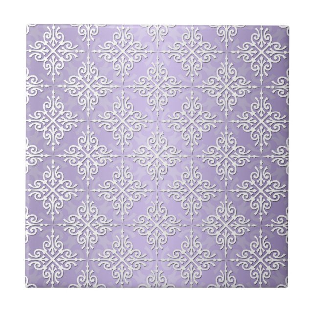 Carreau Lavande Violet et Blanc Damassé (Devant)