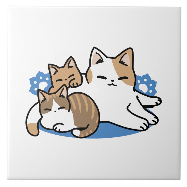 Carreau Laze Furr Days - Cute Lazy Cats Design (Devant)