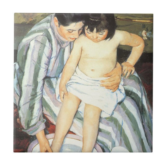 Carreau Le bain de l'enfant par Mary Cassatt Impressionnis (Devant)