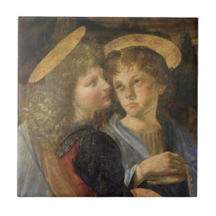 Carreau Le baptême de Léonard de Vinci des anges du Christ