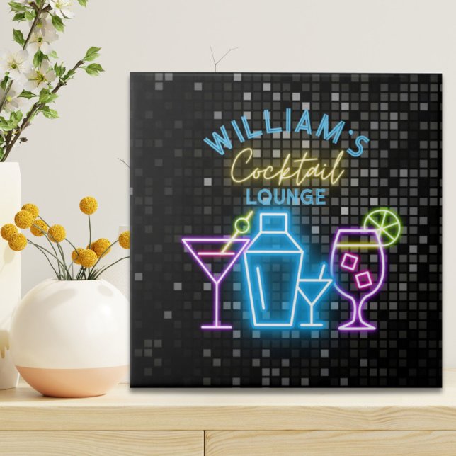 Carreau Le bar-salon Neon Look Retro Cocktail (Neon Look Retro Cocktail Lounge Bar Ceramic Tile)