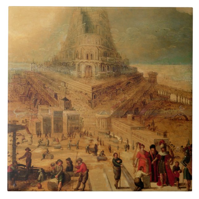 Carreau Le bâtiment de la tour de Babel (panneau) (Devant)