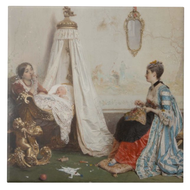 Carreau Le bébé dort (par Gerolamo Induno) (Devant)