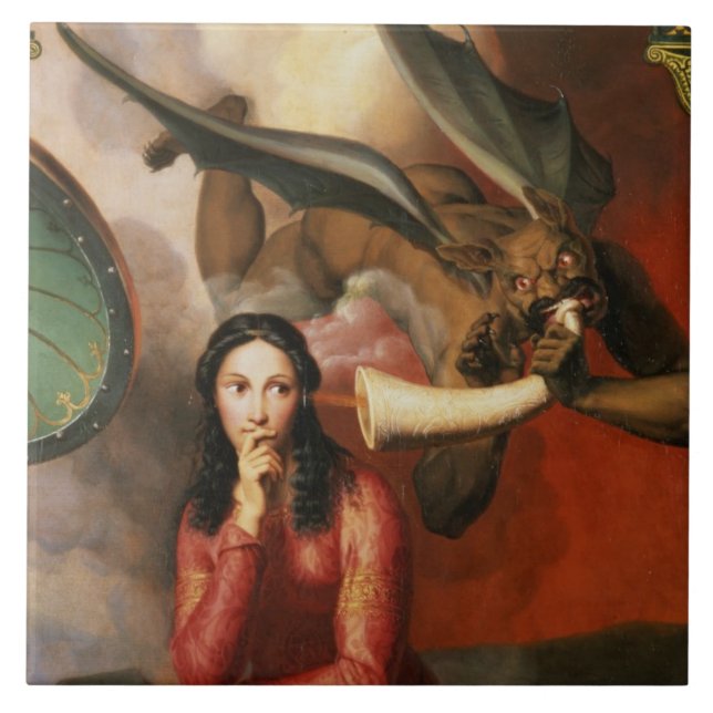 Carreau Le bien et le mal : le diable tentant une jeune (Devant)