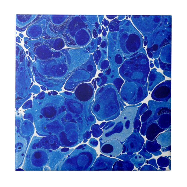 Carreau Le bleu ondule la tuile de mousse de mer (Devant)