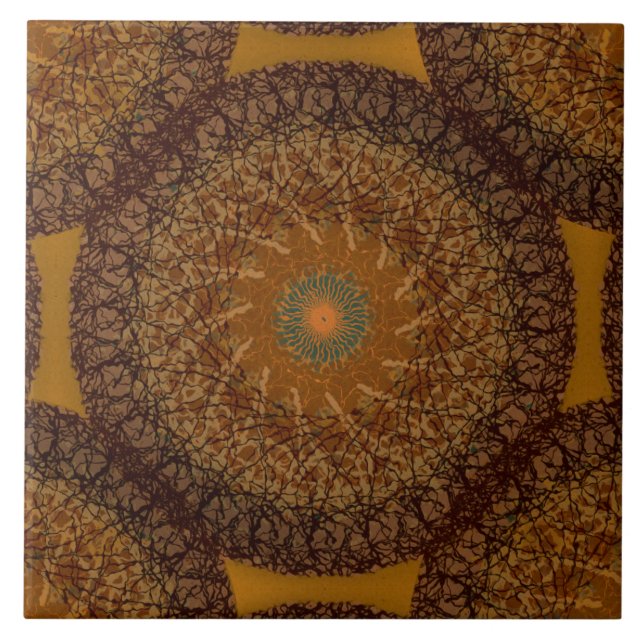 Carreau Le Boho Mandala, jaune moutarde Brown les années 7 (Devant)