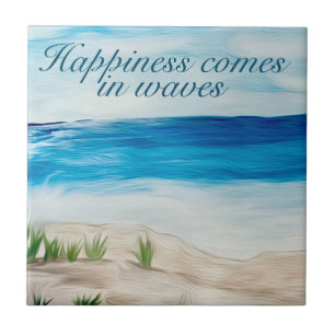 Carreau Le bonheur arrive par vagues dessous de verre en p