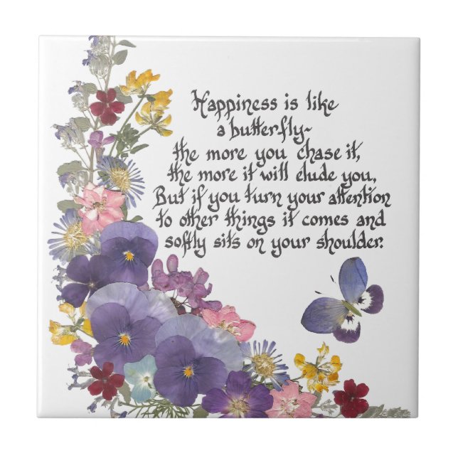 Carreau Le bonheur est comme un papillon (Devant)