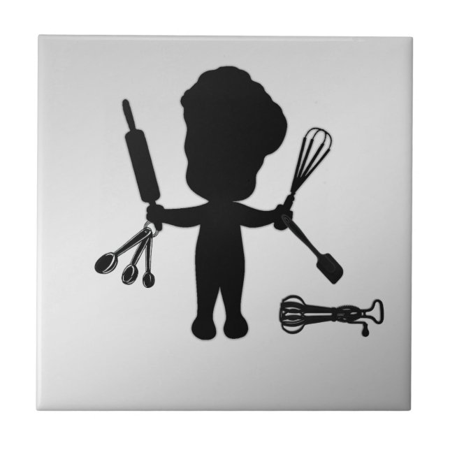Carreau Le boulanger jongle avec ses ustensiles / outils (Devant)
