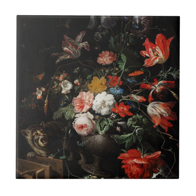 Carreau Le Bouquet renversé par Abraham Mignon  (Devant)