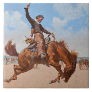 Carreau Le Bronco Buster (par Frederic Remington)
