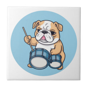 Carreau Le Bulldog qui Tambourine Rythmes et Bulldog Groov