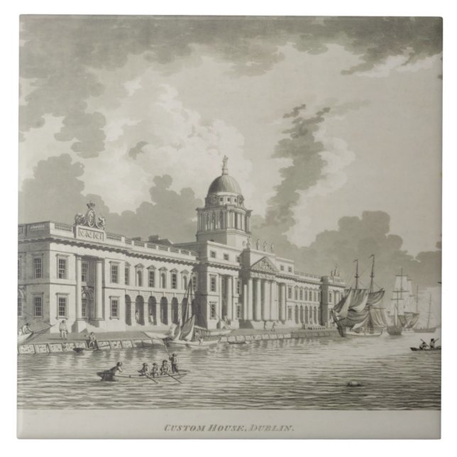 Carreau Le bureau de douane, Dublin, 1792 (gravure) (Devant)