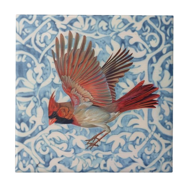 Carreau Le cardinal rouge en vol (Devant)