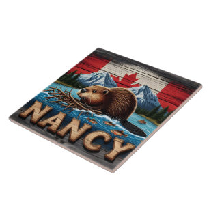 Carreau Le Castor Canadien Construit Un Nid Près Du Lac Mo