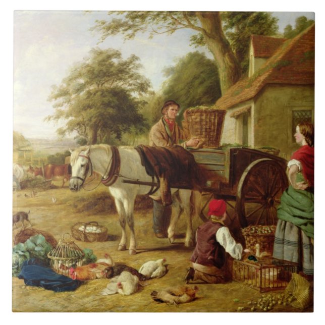 Carreau Le chariot du marché, 1864 (huile sur la toile) (Devant)