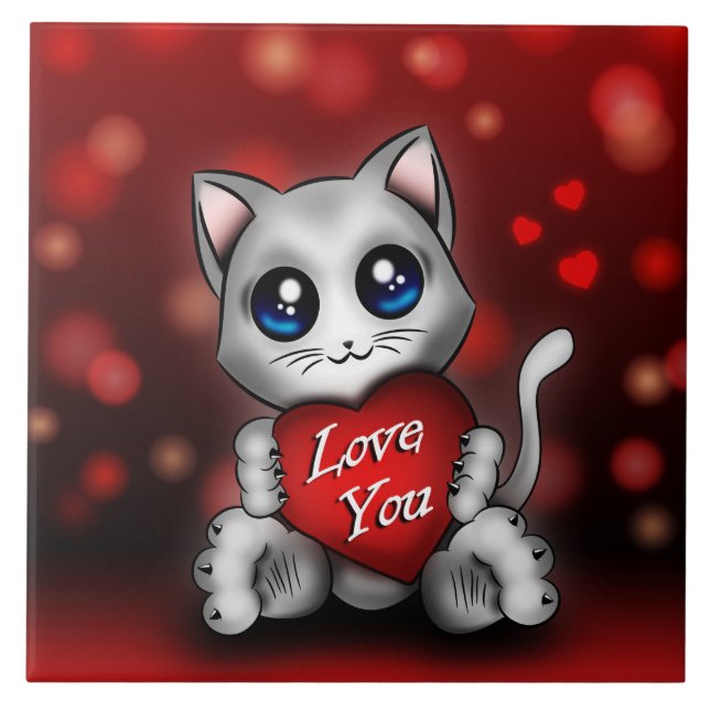 Carreau Le chaton t'aime (Devant)