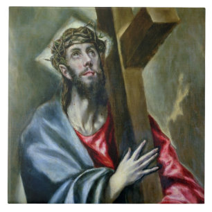 Carreau Le Christ étreignant la croix, 1600-10 (huile sur