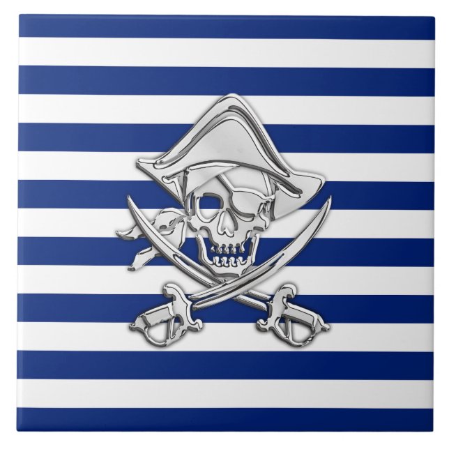 Carreau Le chrome aiment le pirate sur des rayures de (Devant)