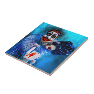 Carreau Le clown de SlipperyJoe Happy Halloween rouge b
