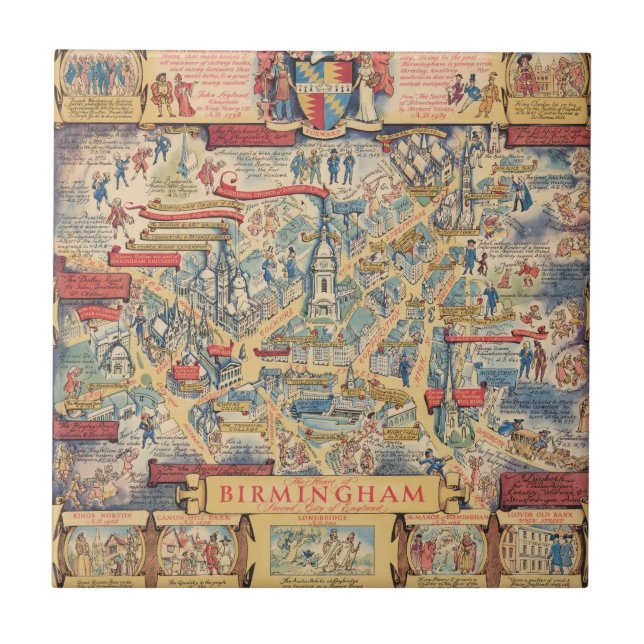 Carreau Le coeur carte de Birmingham, Angleterre (Devant)