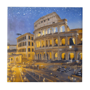 Carreau Le Colisée à Rome la nuit