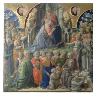 Carreau Le couronnement de la Vierge, 1441-7 (tempera sur