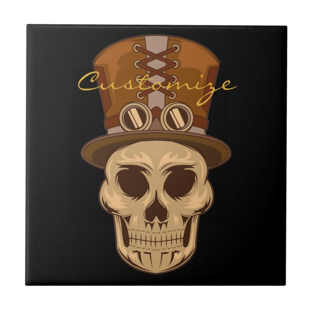 Carreau Le crâne de Steampunk en haut du chapeau Thunder_C (Devant)