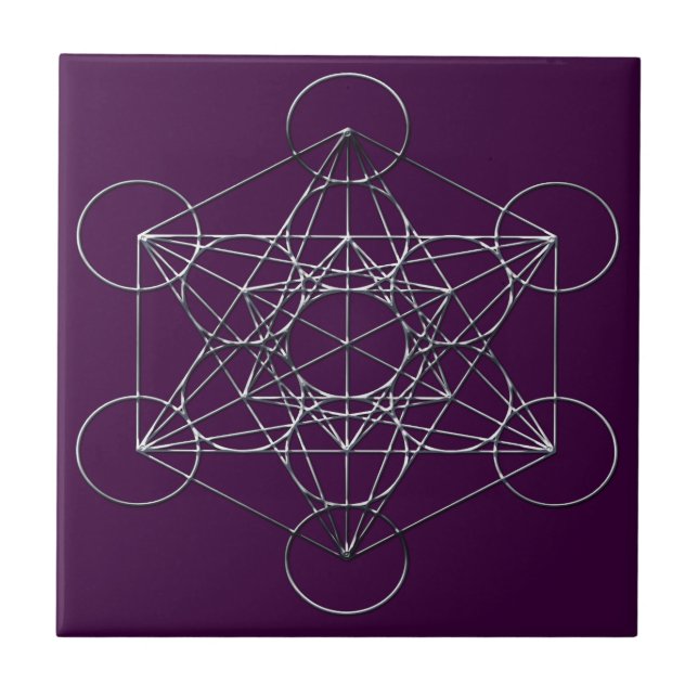 Carreau Le cube de Metatron argenté en métal (Devant)