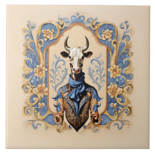 Carreau Le Dapper CowBoy Funny Art Moderne de la vache