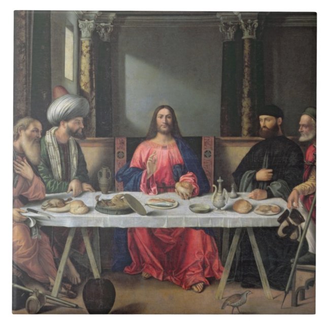 Carreau Le dîner chez Emmaus (huile sur le panneau) (Devant)