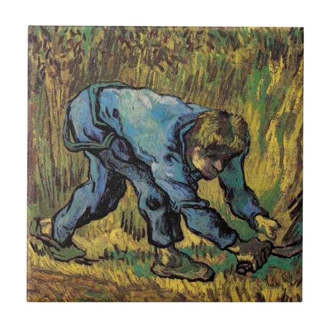 Carreau Le Faucheur avec la faucille par Vincent van Gogh (Devant)
