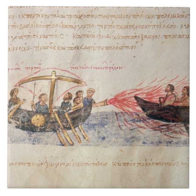 Carreau Le feu grec (vélin) (Devant)