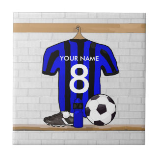 Carreau Le football Jersey noir et bleu personnalisé du