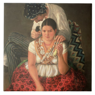Carreau Le garçon et la fille gitans, (huile sur la toile
