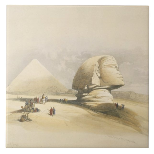 Carreau Le grand sphinx et les pyramides de Gizeh, de "E (Devant)