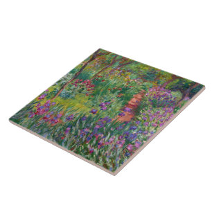 Carreau Le Jardin Iris De Giverny By Claude Monet