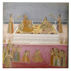 Carreau Le jeune empereur de Mughal Muhammad Shah à un
