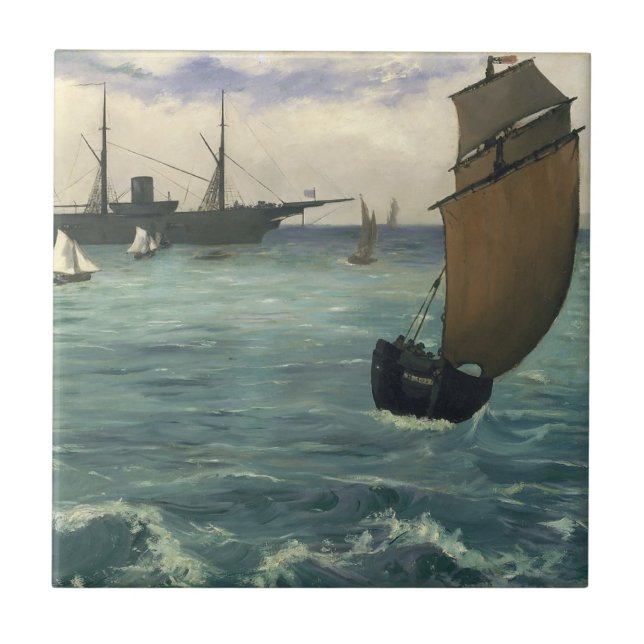 Carreau Le "Kearsarge" à Boulogne Edouard Manet Art (Devant)