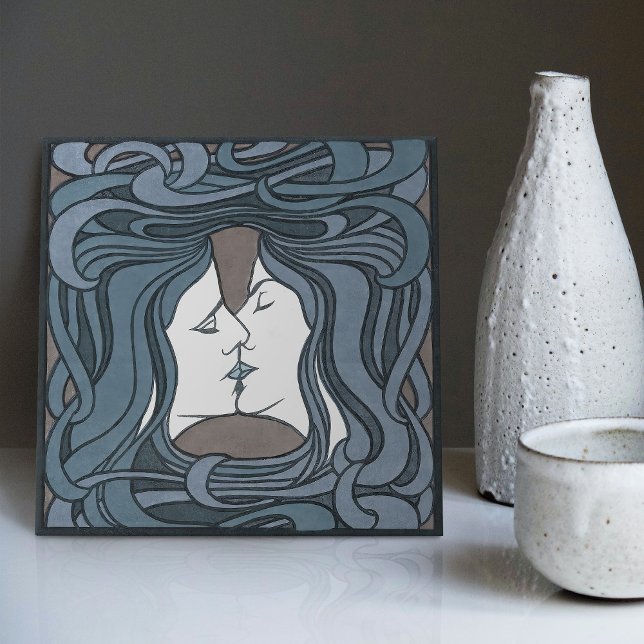 Carreau Le Kiss Peter Behrens Art Nouveau Art Déco Cerami (Créateur téléchargé)