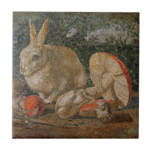 Carreau Le lapin de mosaïque et la nature des champignons 