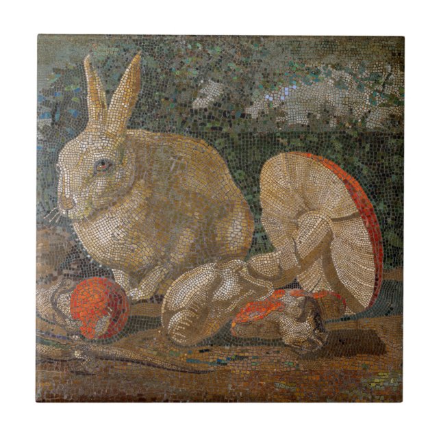 Carreau Le lapin de mosaïque et la nature des champignons  (Devant)