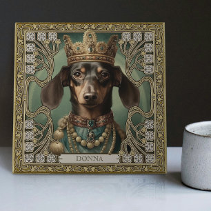 Carreau Le Majestic Dachshund King Personnalisé Art Déco