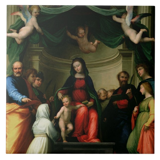 Carreau Le mariage mystique de St Catherine de Sienne avec (Devant)