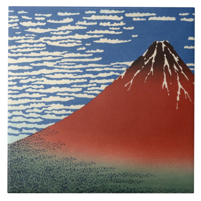 Carreau Le Mont Fuji par temps clair (Fuji Rouge) (Hokusai (Devant)