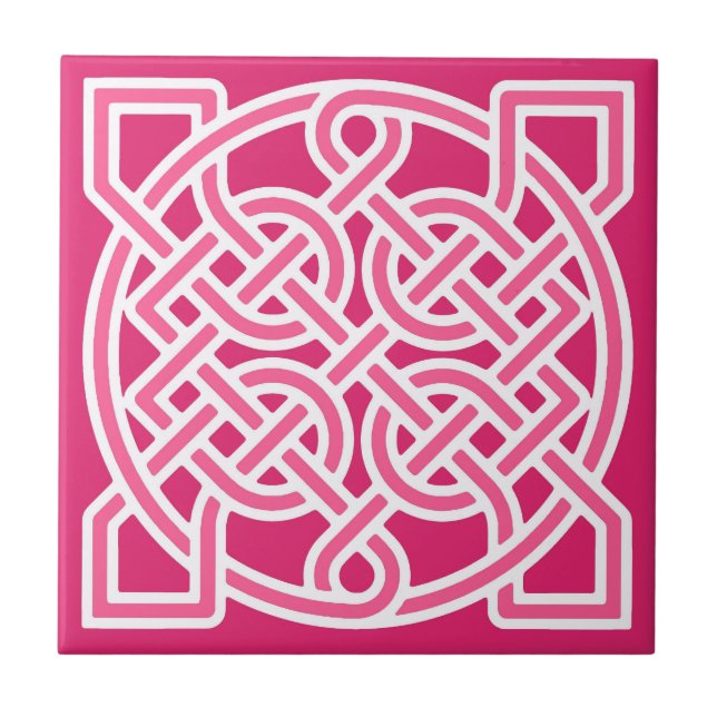 Carreau Le noeud de marin celtique, Fuchsia rose et blanc (Devant)