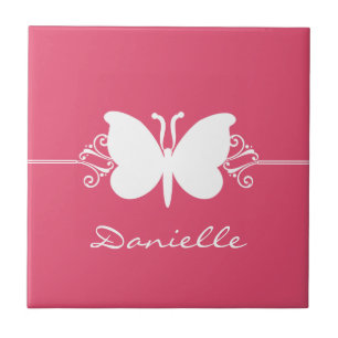 Carreau Le papillon tourbillonne tuile, rose