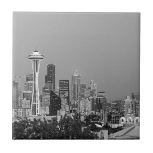 Carreau Le paysage urbain de Seattle noir et blanc